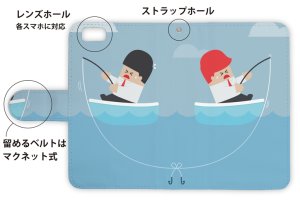 画像3: [アングラーズケース]【手帳型】レゴ風　釣り人と釣り人 (商品コード： diary2015103025)