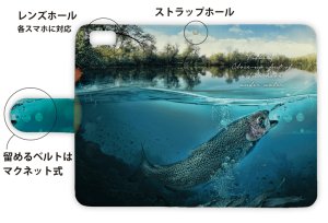 画像3: [アングラーズケース]【手帳型】クローズアップ!　水中でニジマスが掛かった瞬間! (商品コード： diary2015102906)