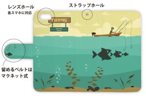 画像3: [アングラーズケース]【手帳型】Fishing on the boat　イラスト (商品コード： diary2015103006)