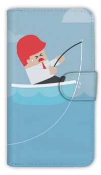 [アングラーズケース]【手帳型】レゴ風　釣り人と釣り人 (商品コード： diary2015103025)