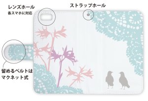 画像3: [アングラーズケース]【手帳型】レース柄に鳥のシルエット (商品コード： diary2015102922)