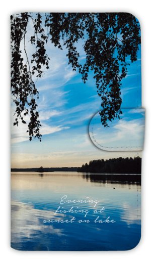 画像1: [アングラーズケース]【手帳型】日が沈む湖で毎日釣りをします (商品コード： diary2015102805)