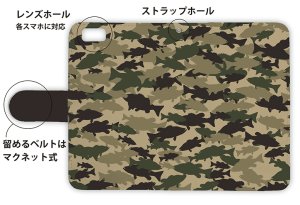 画像3: [アングラーズケース]【手帳型】ブラックバス　迷彩大柄　ブラウンカラー (商品コード：diary2016020504)