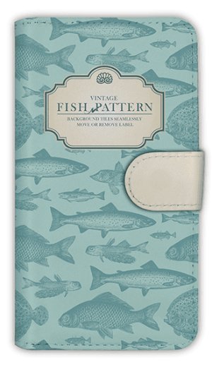 画像1: [アングラーズケース]【手帳型】ビンテージ・フィッシュ　シームレスパターン (商品コード：diary2016011616)