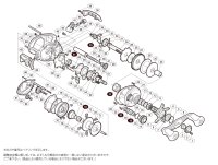 【シマノ純正お取り寄せパーツ：納期1ヶ月】15 シティカ純正スプール（200, 201, 200HG, 201HG）商品コード：034502 71番 S Part No. 10L13 スプール組+72番 S Part No. 1046M ブレーキシュー（Ｍ）赤4個セット【中サイズ送料】