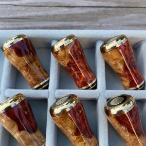 画像3: 【FHF】ウッド ハンドルノブ 丸形 Aランク 上杢花梨紅白瘤 F-01