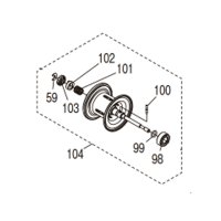 【シマノ純正お取り寄せパーツ：納期1ヶ月】23エンゲツ プレミアム 純正スプール（150PG, 151PG, 150HG, 151HG）商品コード：045430 104番 S Part No. 144X8 スプール組【中サイズ送料】
