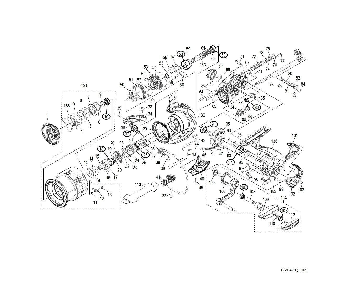 SHIMANO] Genuine Spare Parts for 19 VANQUISH 4000MHG Product Code: 039620  **Back-order (Shipping in 3-4 weeks after receiving order) - HEDGEHOG STUDIO