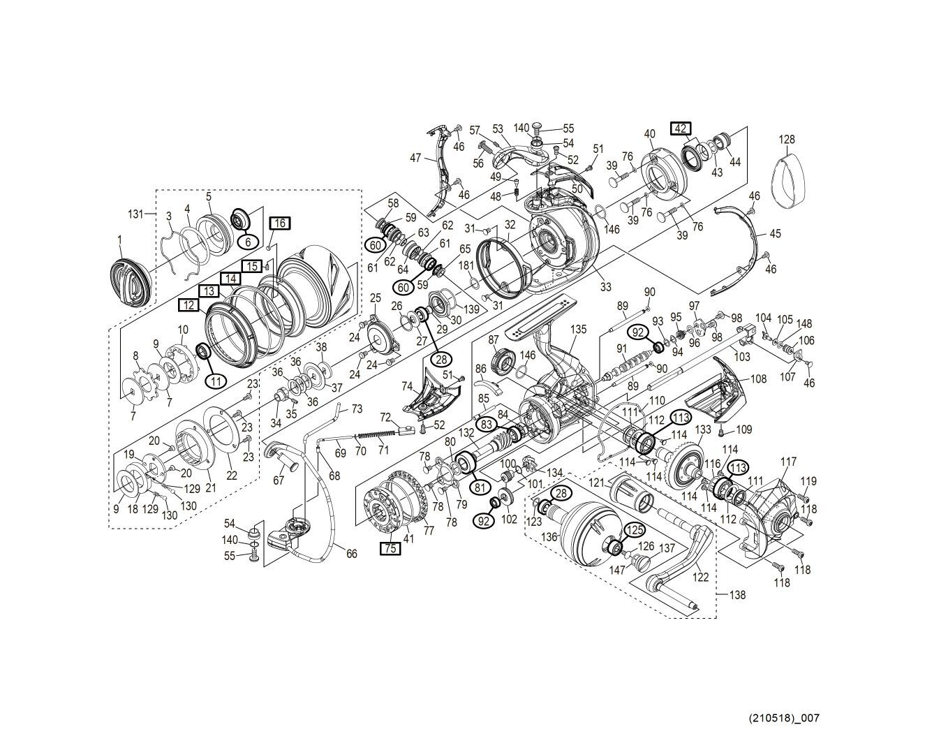 SHIMANO] Genuine Spare Parts for 20 STELLA SW 5000XG Product Code: 040763  **Back-order (Shipping in 3-4 weeks after receiving order) - HEDGEHOG STUDIO