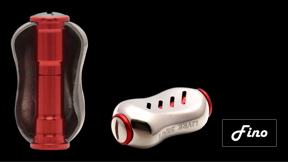 Cutaway of the LIVRE Fino thin-walled hollow titanium knob and its aluminum knob collar