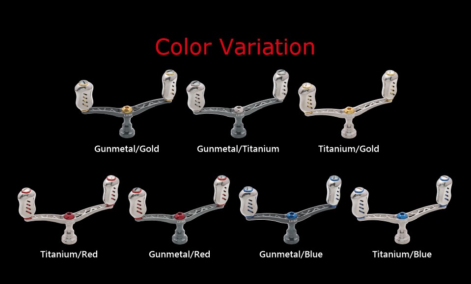 LIVRE WING 100 color variation chart with 7 plate and center nut color combinations