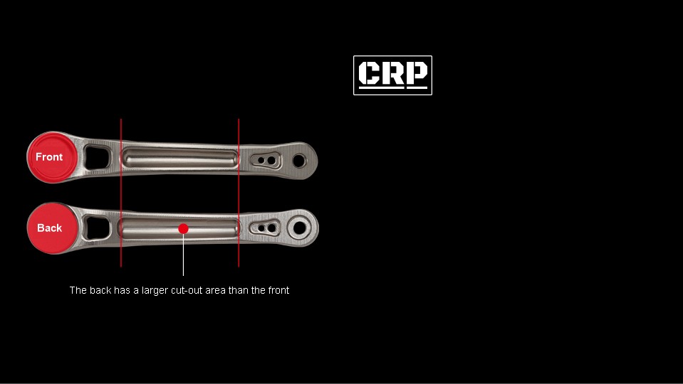 LIVRE Light Arm 65 CRP main plate, front and back, 3D machined from A7075 super duralumin