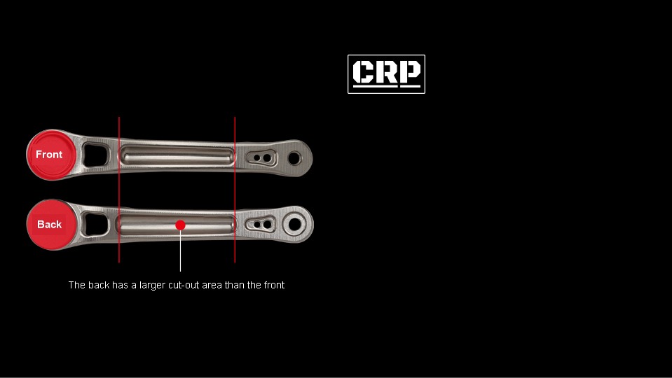 LIVRE Light Arm 70 CRP main plate, front and back, 3D machined from A7075 super duralumin