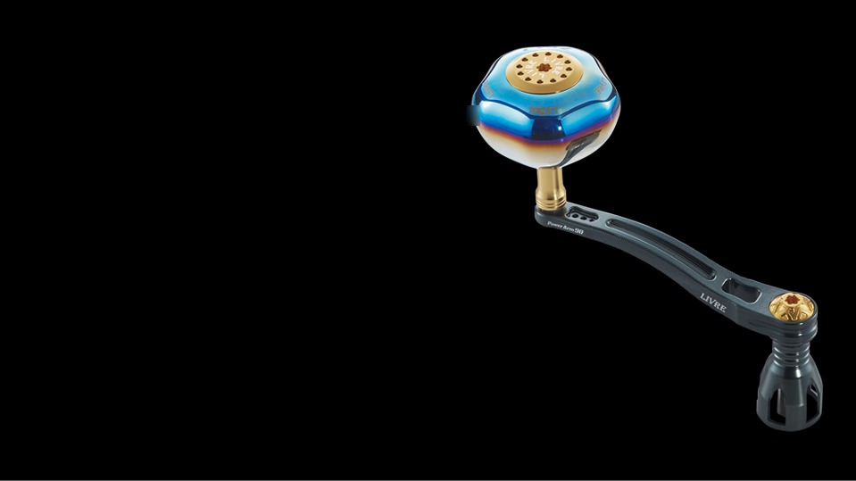 LIVRE Power Arm 98 warp-up plate with the PT 52 pentagon hollow titanium knob