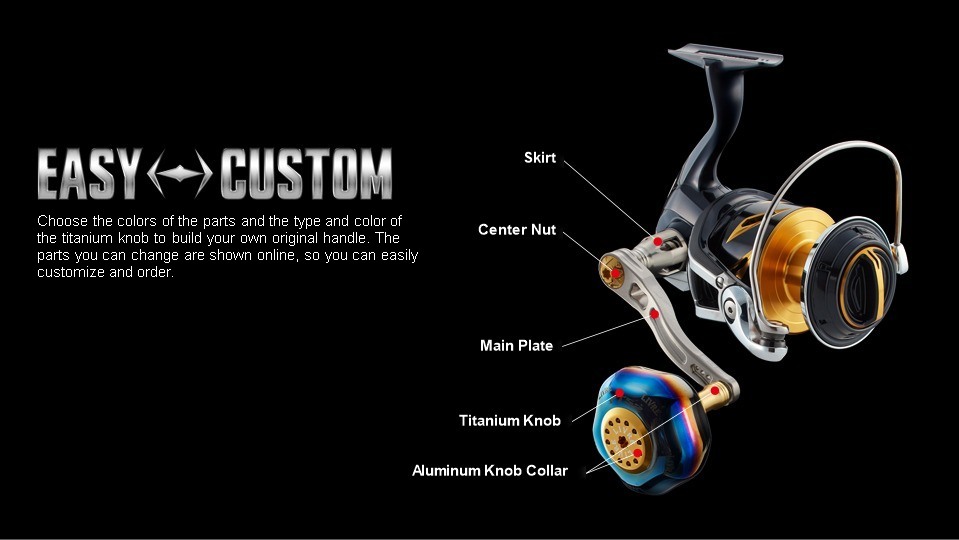 LIVRE Power Arm 88 EASY CUSTOM parts diagram: skirt, center nut, main plate, titanium knob, aluminum knob collar