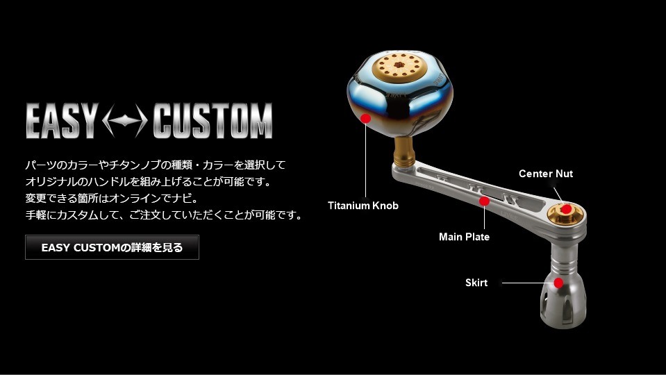 LIVRE POWER 93 EASY CUSTOM parts diagram: titanium knob, main plate, center nut, skirt