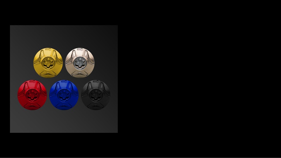 LIVRE center nuts in gold, titanium, red, blue and black for the Quick Change System