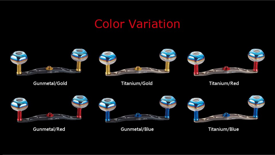 LIVRE CRANK 130 color variation chart with 6 main plate and center nut color combinations