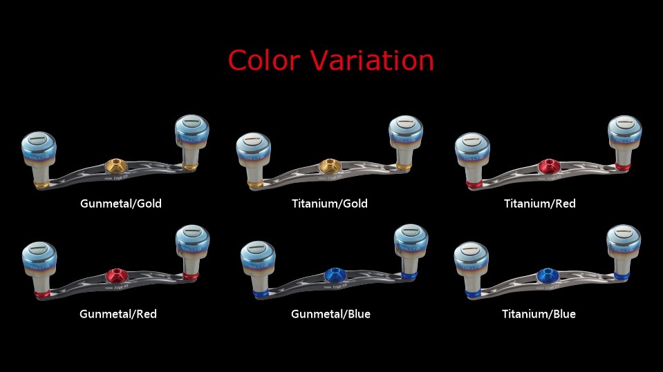 LIVRE CRANK Edge 115 color variation chart with 6 main plate and center nut color combinations