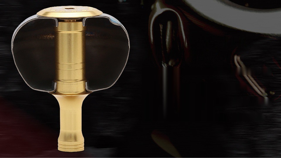 LIVRE EP50 cross-section: thin titanium body and aluminum knob collar