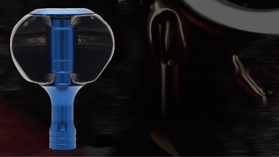 LIVRE EP44 cross-section: thin titanium body and aluminum knob collar