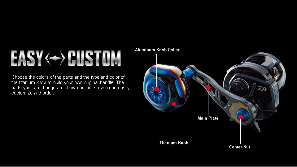 LIVRE BJ 66-74 PT EASY CUSTOM parts diagram: aluminum knob collar, center nut, main plate, titanium knob