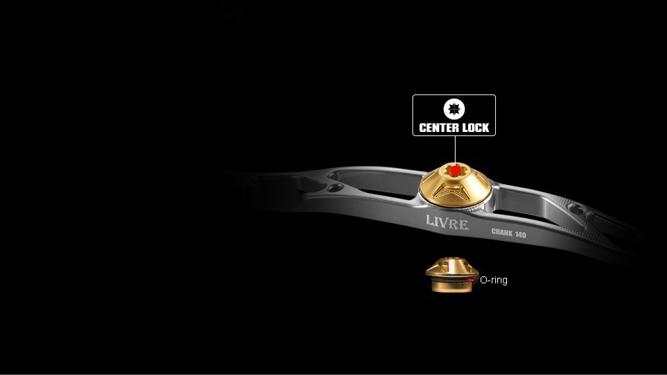 LIVRE CRANK 140 center lock system: the center nut with an O-ring sits in the center of the plate