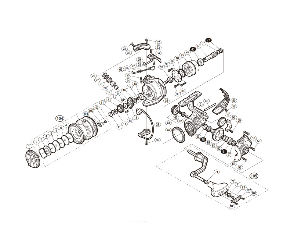 SHIMANO] Genuine Spare Parts for 16-18 NASCI C3000HG Product Code: 035738  **Back-order (Shipping in 3-4 weeks after receiving order) - HEDGEHOG STUDIO