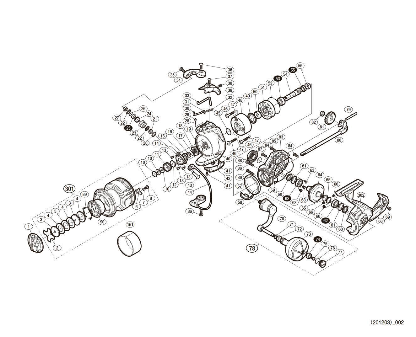 SHIMANO] Genuine Spare Parts for 20 STRADIC SW 6000HG Product Code: 042460  **Back-order (Shipping in 3-4 weeks after receiving order) - HEDGEHOG STUDIO