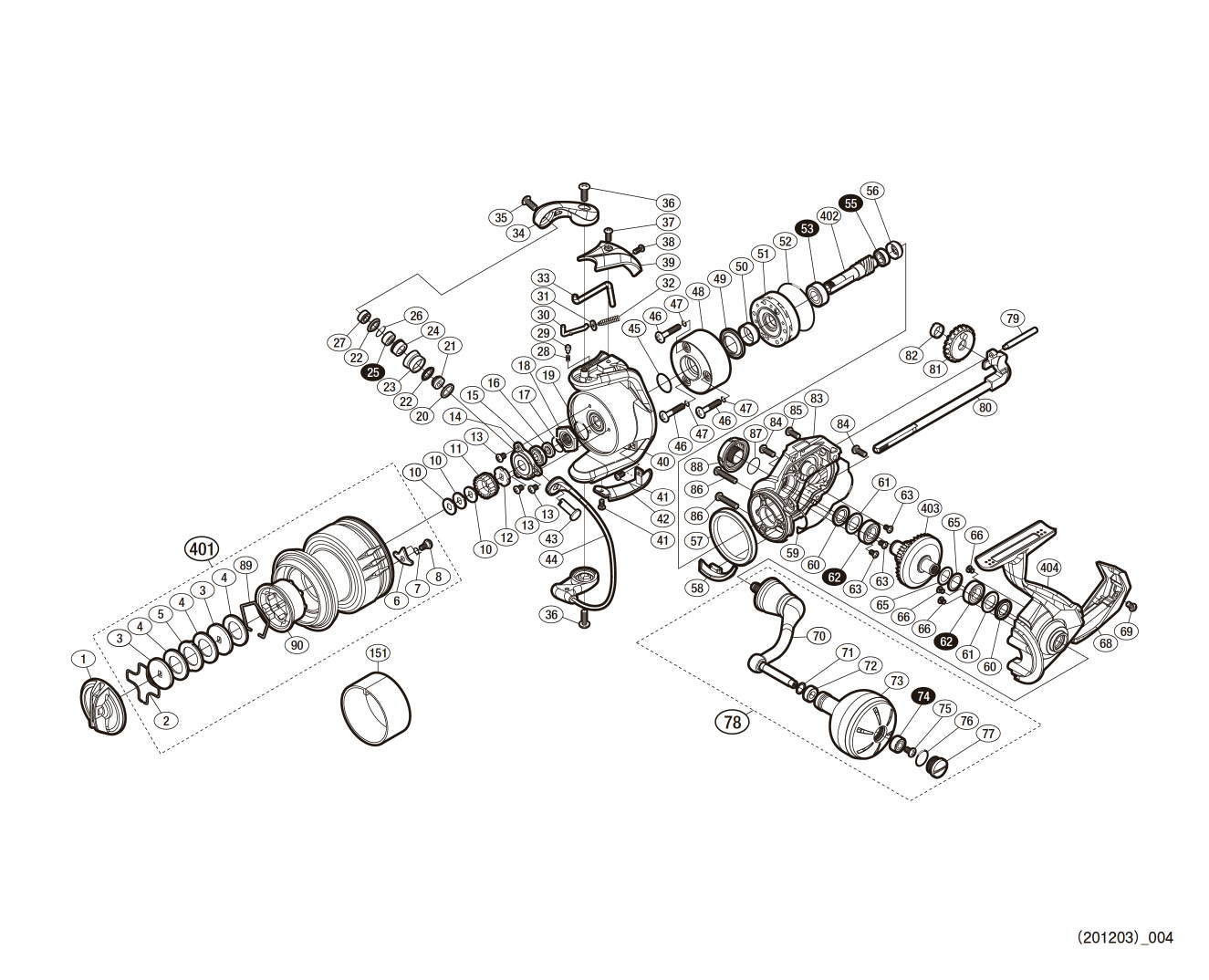 SHIMANO] Genuine Spare Parts for 20 STRADIC SW 6000HG Product Code