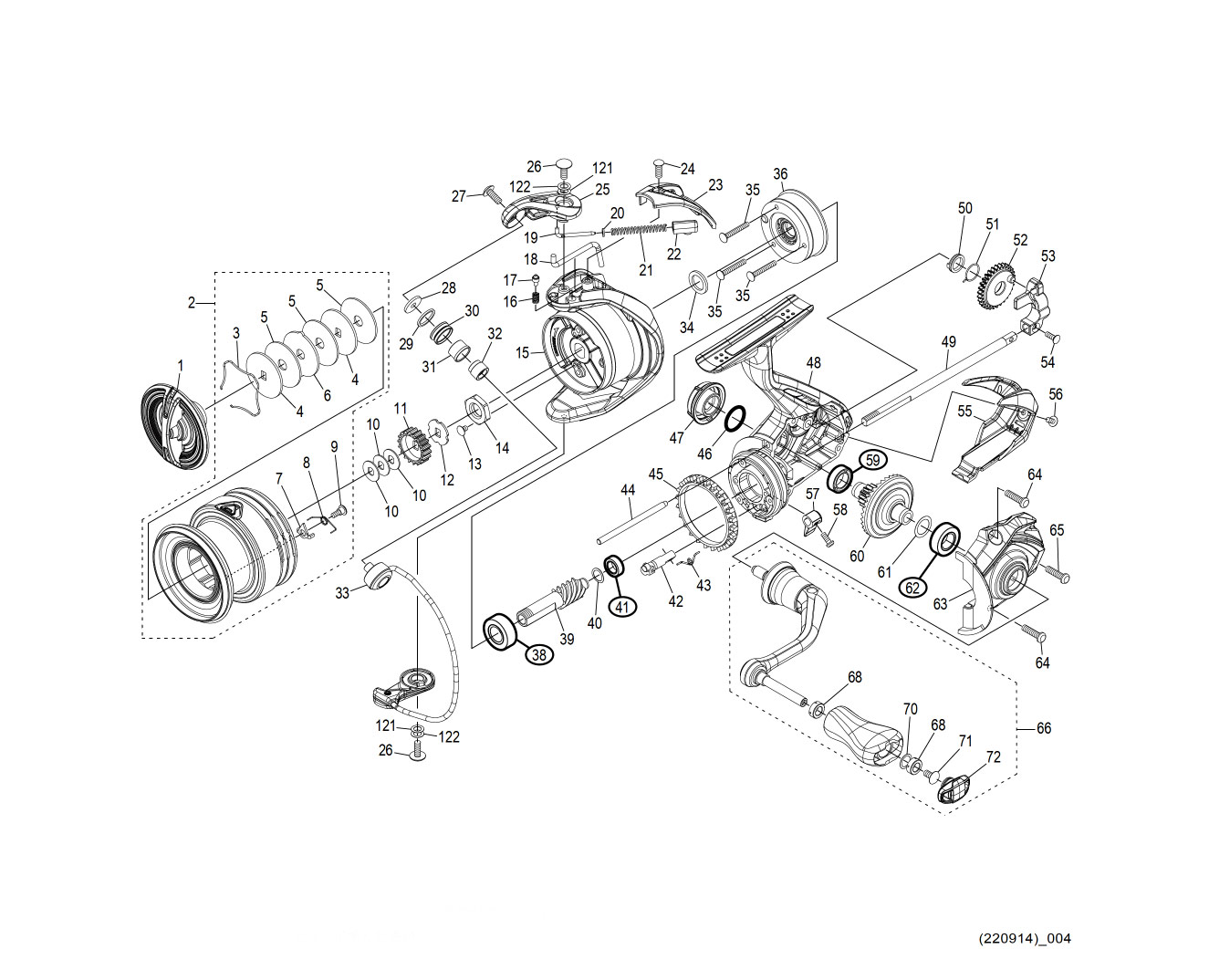 SHIMANO] Genuine Spare Parts for 22 SAHARA 2500 Product Code: 044532  **Back-order (Shipping in 3-4 weeks after receiving order) - HEDGEHOG STUDIO