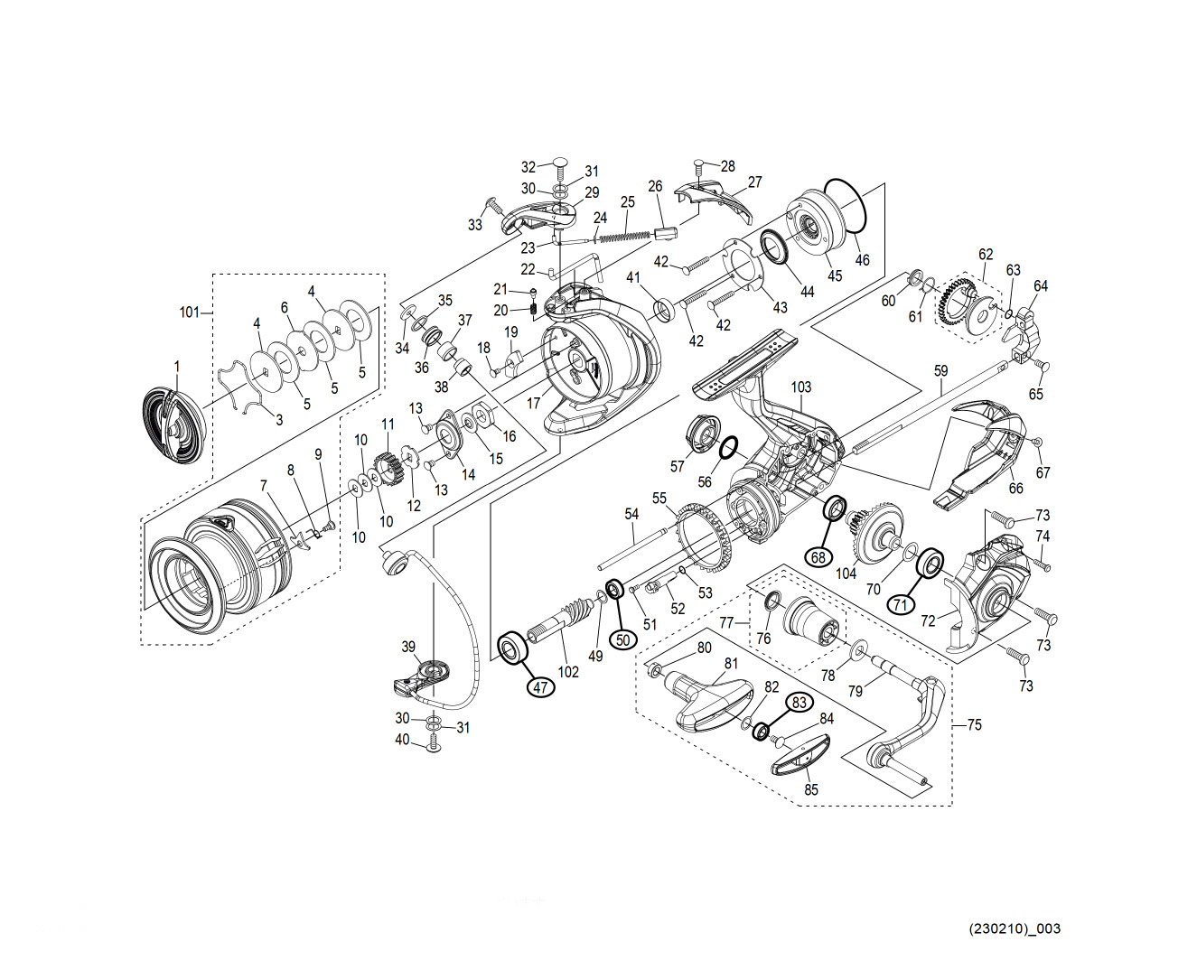 SHIMANO] Genuine Spare Parts for 22 MIRAVEL 4000XG Product Code