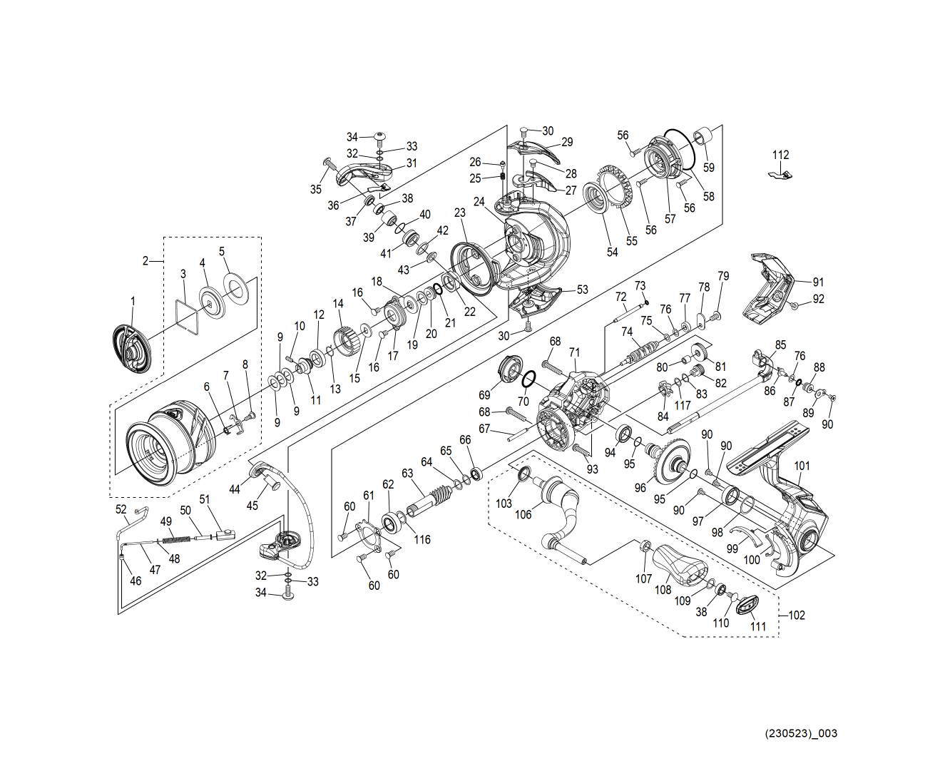 SHIMANO] Genuine Spare Parts for 23 STRADIC C2000S Product Code