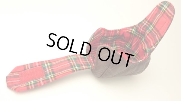 画像2: 【Couscous/クスクス】 ハンドメイドリールカバー キルティングブラウン×赤タータン (型番:qui_br-tc_re)※在庫限りの特価 (2)