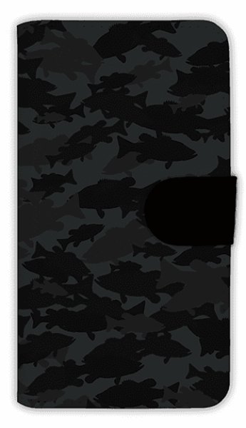 画像1: [アングラーズケース]【手帳型】ブラックバス　迷彩大柄　ビターブラック (商品コード：diary2016020508) (1)