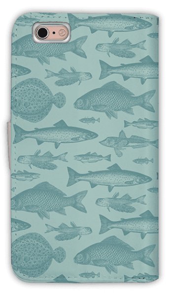 画像2: [アングラーズケース]【手帳型】ビンテージ・フィッシュ　シームレスパターン (商品コード：diary2016011616) (2)