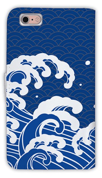 画像2: [アングラーズケース]【手帳型】浮世絵風　波のイラスト (商品コード：diary2016011617) (2)
