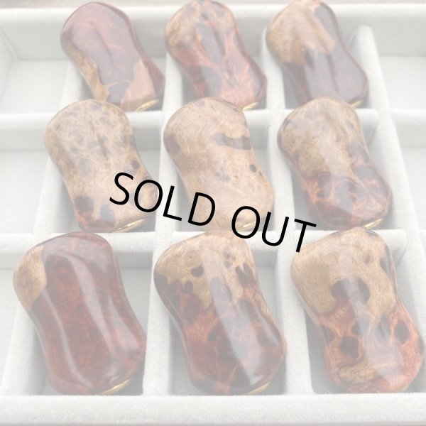 画像2: 【FHF】ウッド ハンドルノブ 楕円形 Sランク 上杢花梨紅白瘤 F-17 (2)