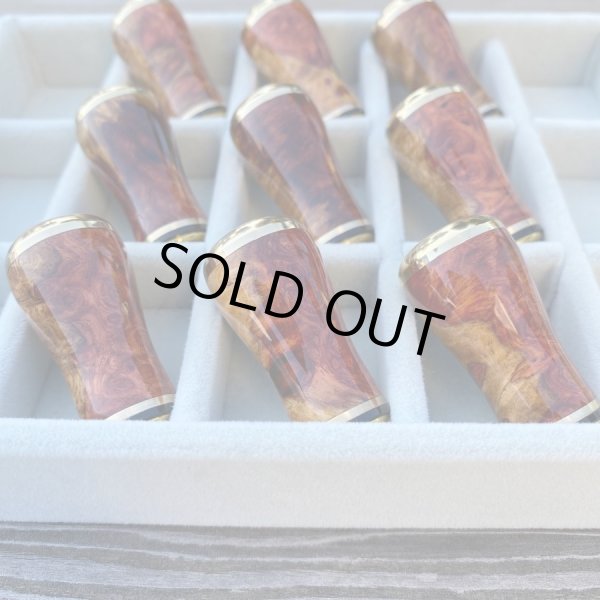 画像2: 【FHF】ウッド ハンドルノブ 丸形 Sランク 花梨紅白瘤 F-14 (2)