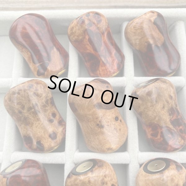 画像3: 【FHF】ウッド ハンドルノブ 楕円形 Sランク 上杢花梨紅白瘤 F-17 (3)