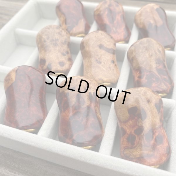 画像4: 【FHF】ウッド ハンドルノブ 楕円形 Sランク 上杢花梨紅白瘤 F-17 (4)