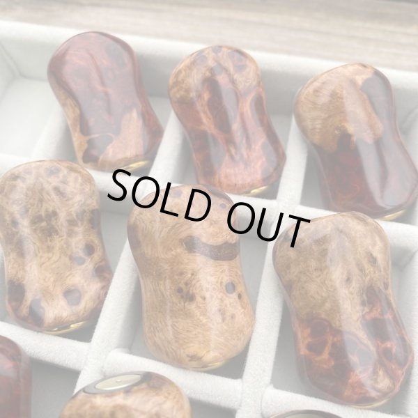 画像5: 【FHF】ウッド ハンドルノブ 楕円形 Sランク 上杢花梨紅白瘤 F-17 (5)