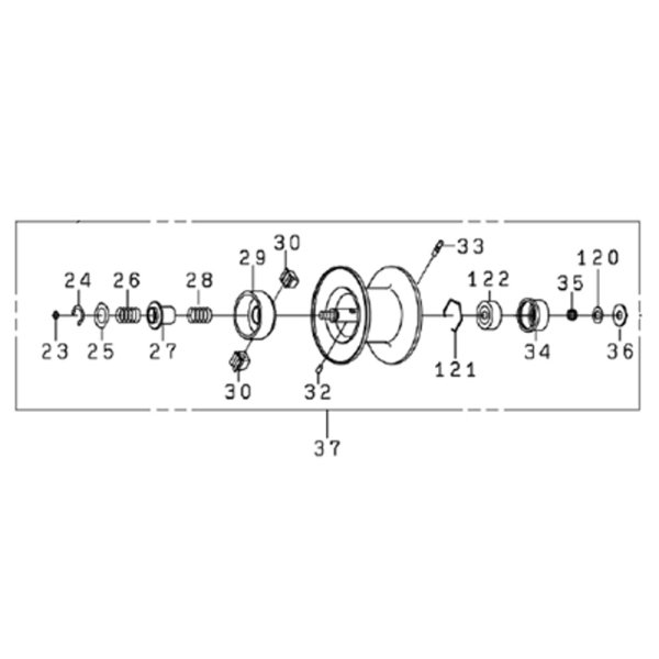 画像1: 【ダイワ純正お取り寄せパーツ：納期1ヶ月】25 HRF TW PEスペシャル純正スプール（100XH, 100XHL）製品コード：00631606 37番 スプール（23-36・120-122）部品コード 6Z028363 (1)