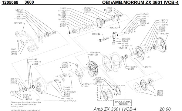 画像1: 【アブ純正お取り寄せパーツ：納期1ヶ月】MORRUM ZX 3601 IVCB-4　製品コード：1205068 (1)