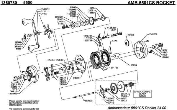 画像1: 【アブ純正お取り寄せパーツ：納期1ヶ月】Ambassadeur 5501CS ROCKET　製品コード：1360780 (1)