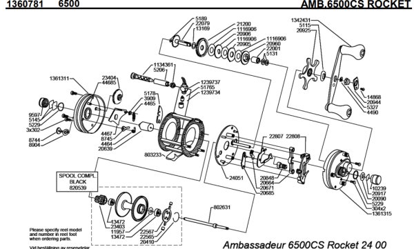 画像1: 【アブ純正お取り寄せパーツ：納期1ヶ月】Ambassadeur 6500CS ROCKET　製品コード：1360781 (1)