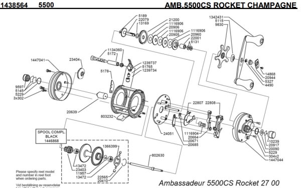 画像1: 【アブ純正お取り寄せパーツ：納期1ヶ月】Ambassadeur 5500CS ROCKET CHAMPAGNE　製品コード：1438564 (1)