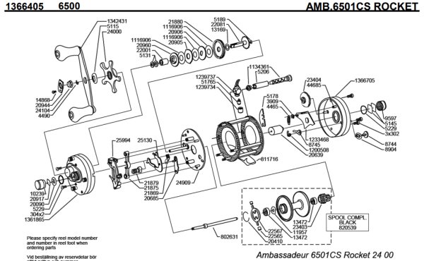 画像1: 【アブ純正お取り寄せパーツ：納期1ヶ月】Ambassadeur 6501CS ROCKET　製品コード：1366405 (1)