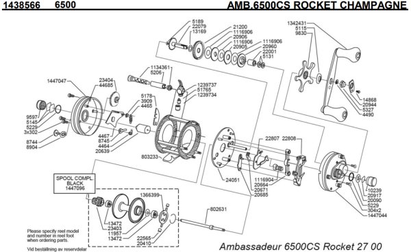 画像1: 【アブ純正お取り寄せパーツ：納期1ヶ月】Ambassadeur 6500CS ROCKET CHAMPAGNE　製品コード：1438566 (1)
