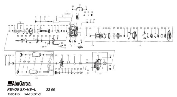 画像1: 【アブ純正お取り寄せパーツ：納期1ヶ月】23 REVO5 SX-HS-L　製品コード：1565155 (1)